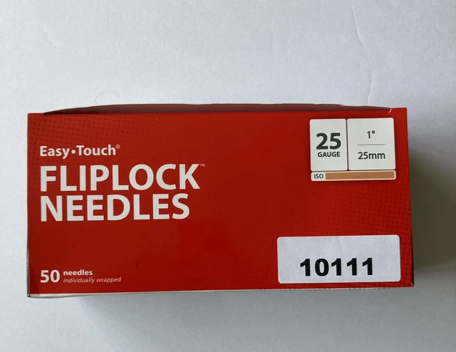 🟣Easy Touch FlipLock needles 25Gx1” needles only (Box of 50)