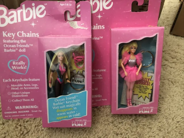 **NIB** Set of 2 Barbie Keychains Ocean Friends And Twirling Ballerina.