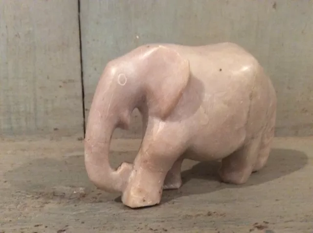 Carved White Marble Vintage Elephant Figurine Ornament