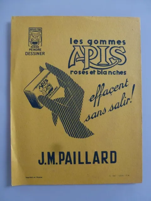 Les Gommes Apis Effacent Sans Salir J.m. Paillard / Buvard Publicitaire  Ancien