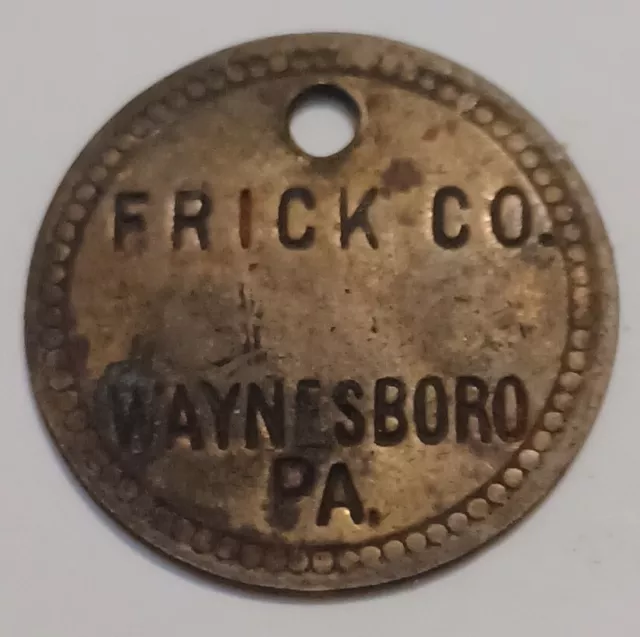 Frick Company #319 Antique Brass Advertising Inventory Tag Waynesboro PA