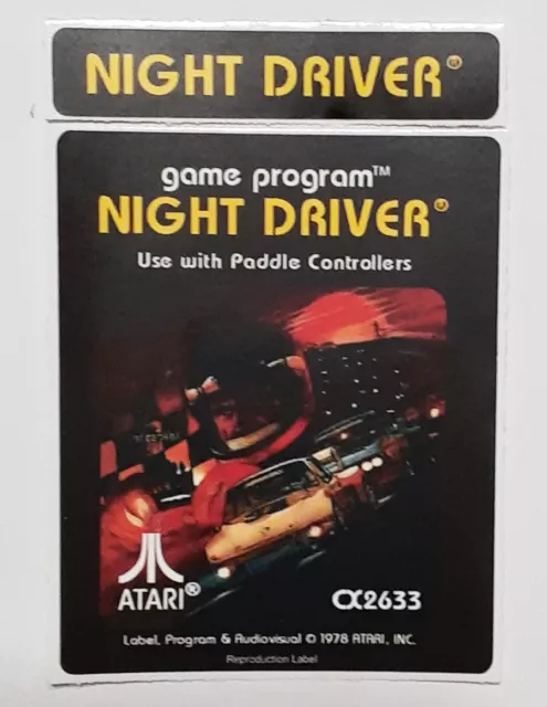 Replacement Atari 2600 Night Driver Label - Machine cut just peel and stick