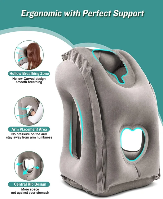 1X Inflatable Travel Pillow for Airplane Neck Air Pillow for Sleeping Car Office