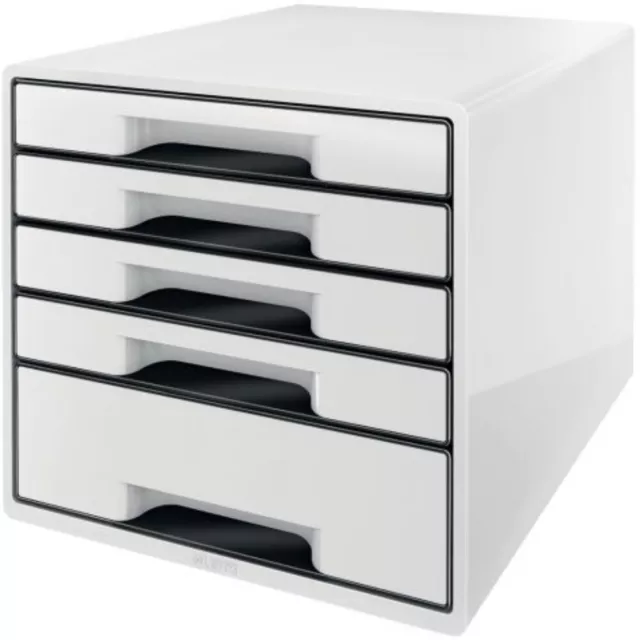 Leitz WOW CUBE Drawer Cabinet, 5 drawers, A4 maxi, White/Black