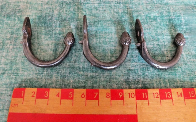 3 X Reclaimed Victorian Iron " Acorn " Coat Single Hooks ~ (B)