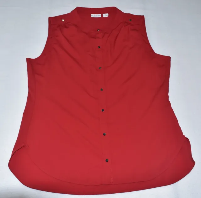 Liz Claiborne Women's Red Sleeveless Button Down Blouse - Size Large