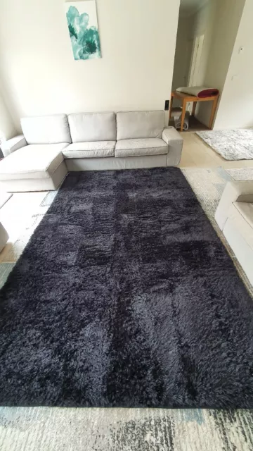 Extra Large Rug Fluffy Area Carpet Shaggy Soft Large Mat 2x3m 200x300cm Black 2