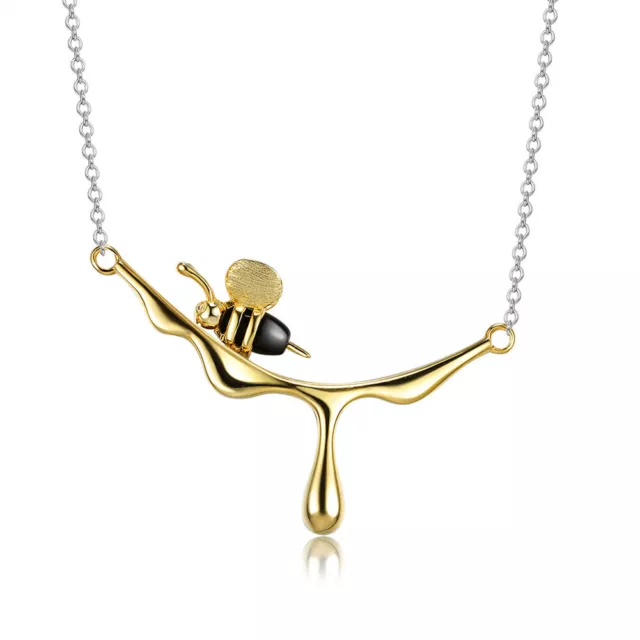 Fashion Women Silver Chain Cute Bee Honey Drop Pendant Necklace Jewellery Gift