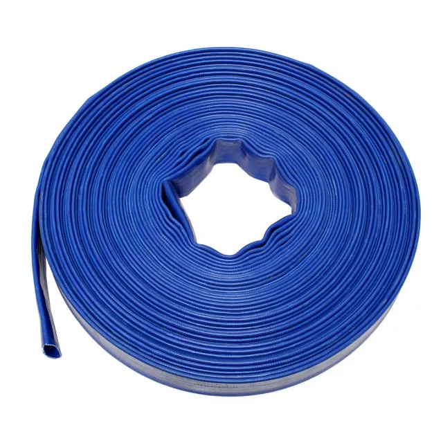 BISupply | Tuyau de décharge - 1 po par 100 pieds tuyau de pompe de puisard en PVC à couche plate, bleu
