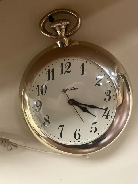 Spartus USA American Made Electrical Pocketwatch Hanging Clock Electrical Corded