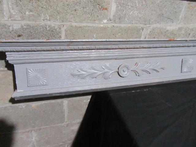 ~ ANTIQUE CARVED OAK PEDIMENT ~ 107.75 x 9.5" ~ ARCHITECTURAL SALVAGE ~ 7