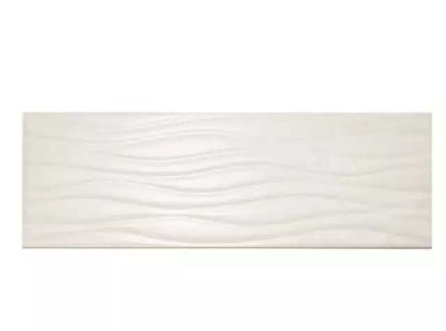 8 Pack of Ivory Gloss Décor Stone effect Porcelain Wall Tile Sample W300mm