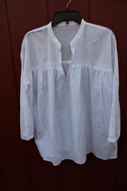 Eileen Fisher White Organic Cotton Tunic Top blouse Women's Medium Lightweight