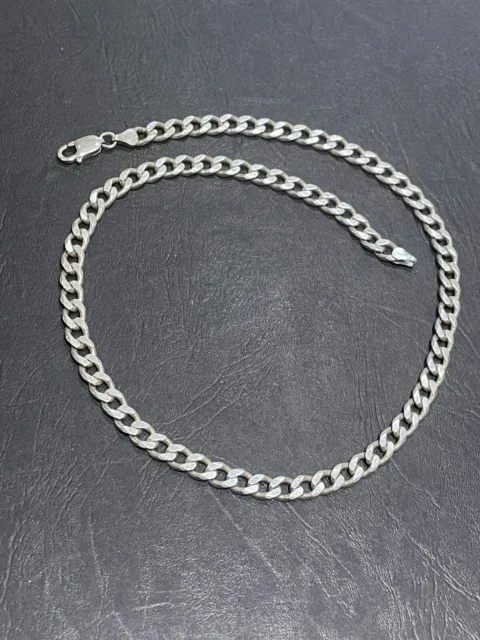 Nice heavy quality vintage Italian flat curb link sterling silver chain