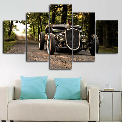 Hot Rod Classic Old Car 5 Panel Canvas Print Wall Art Poster Home Decor