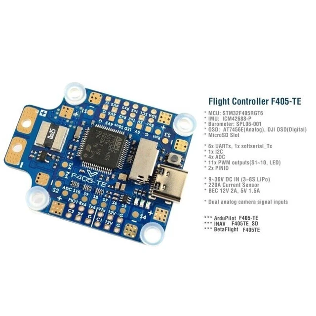 MATEK F405-TE FLIGHT Controller Board with OSD Support for 2-8S PDB ...