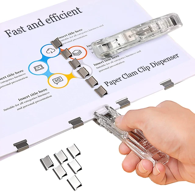 Paper Clam Clip Dispenser Portable Reusable for Home Office School, with 50 M...