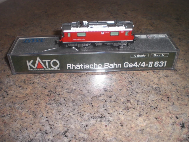 KATO N GAUGE RhB GE4/4II BO-BO ELECTRIC LOCO,NEW, N0. 631 PLAIN RED ...