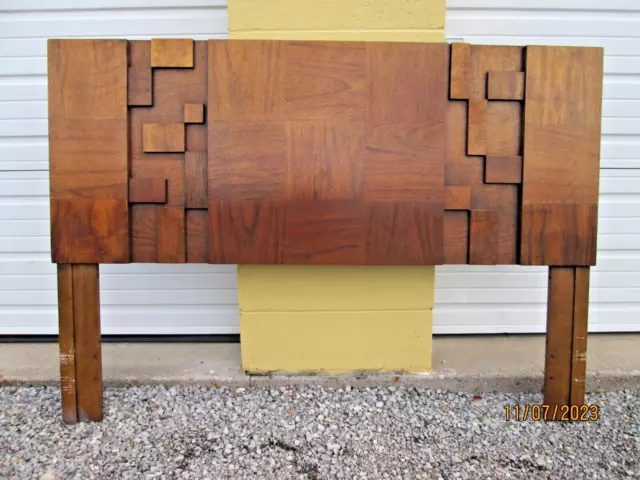 Mid Century Modern Brutalist Lane full/queen headboard vintage 1970's