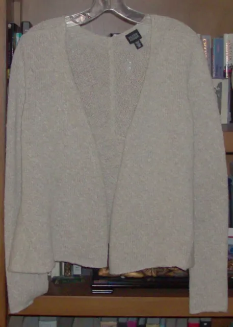Eileen Fisher Cardigan Sweater Tan Open Nubby Linen Cotton Blend Size XS