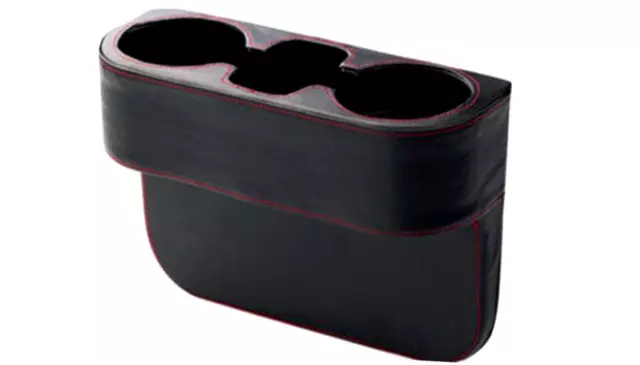 1Pcs Leather Dual Cup Holder Car Seat Mount Console Phone Storage Box Catcher