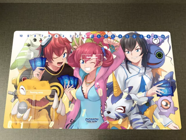 Digimon Adventure Family Playmat DTCG CCG Pad Trading Card Game Mat Free Bag