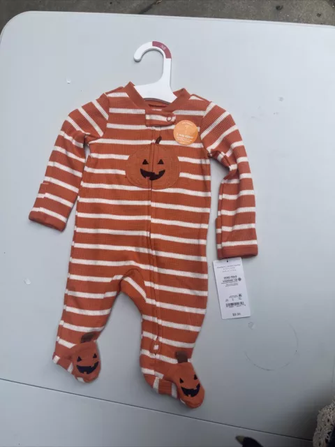 NWT Carters Newborn  And 3months Halloween Fleece Footed Pajamas NB Festive