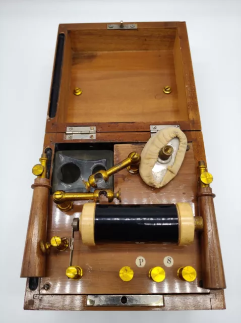 #SE690# antikes Strahler Hochfrequenz-Reizstromgerät um 1900 Holzkiste 13x12cm