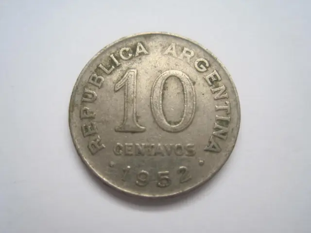 10 Centavos Argentinien 1952, glatter Rand