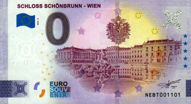 Null Euro Schein - 0 Euro - Österreich - Schloss Schönbrunn - Wien 2023-2