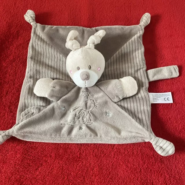 🇫🇷Doudou Plat Lapin Marron Étoiles Argentées Tétine KIABI SIMBA TOYS NEUF