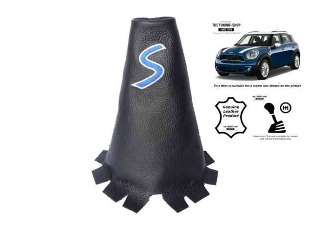 Gear Gaiter Per Mini Countryman R60 2010-2016 Ricamo Pelle Blu
