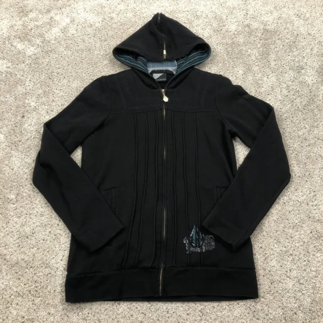 Volcom Sweater Womens Medium Black Full Zip Sweatshirt Hoodie Graphic Y2K Ladies