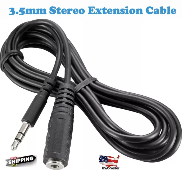 50Ft 3.5mm Audio Extension Cable Cord Stereo Headphone Male to Female Car MP3