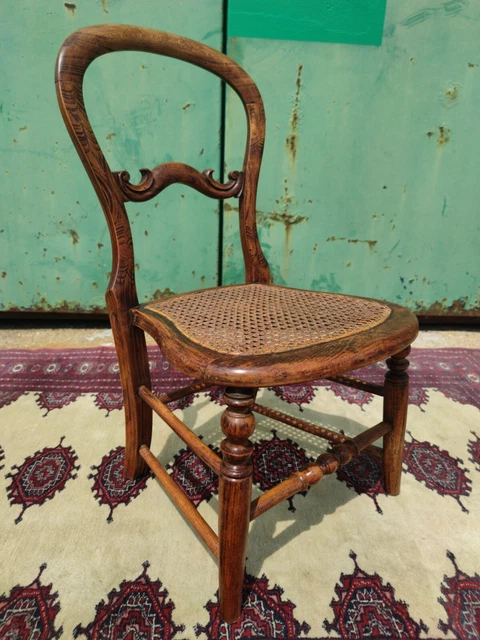 Beautiful Antique Oak Diminutive Chair with cane seat