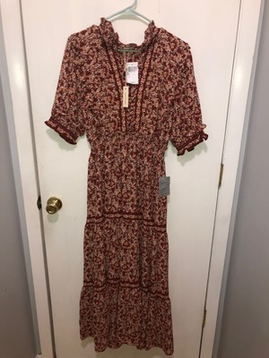 NWT Max Studio Tiered Prarie Maxi Dress Ruffle Sleeve Womens SZ XL Retails $148