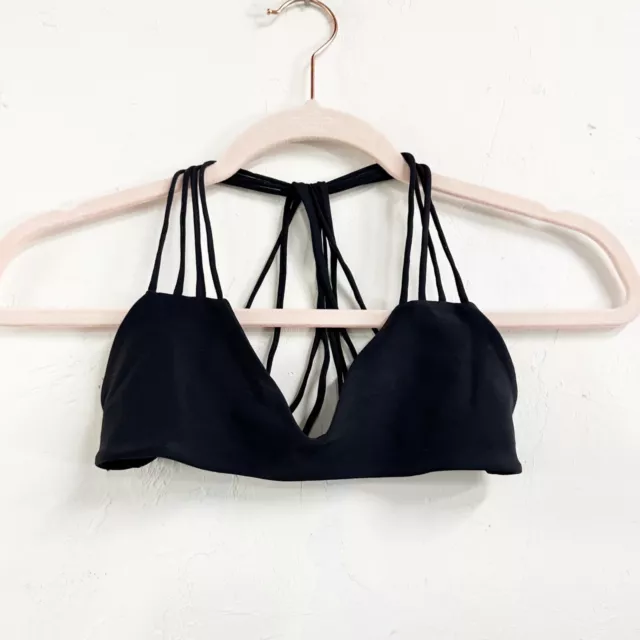 Mikoh Bikini Halter Strappy Swim Top Black Women's Size Small