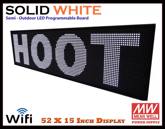 52X15 Inch White WIFI SEMI-OUTDOOR INDOOR LED SCROLLING SIGN (SUPER FAST SHIP)