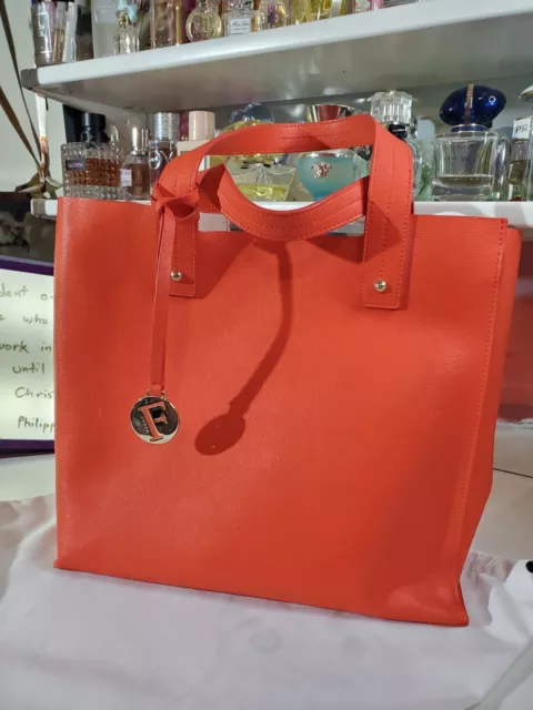 FURLA Musa Medium Saffiano Genuine Leather Tote Women Orange EUC 2