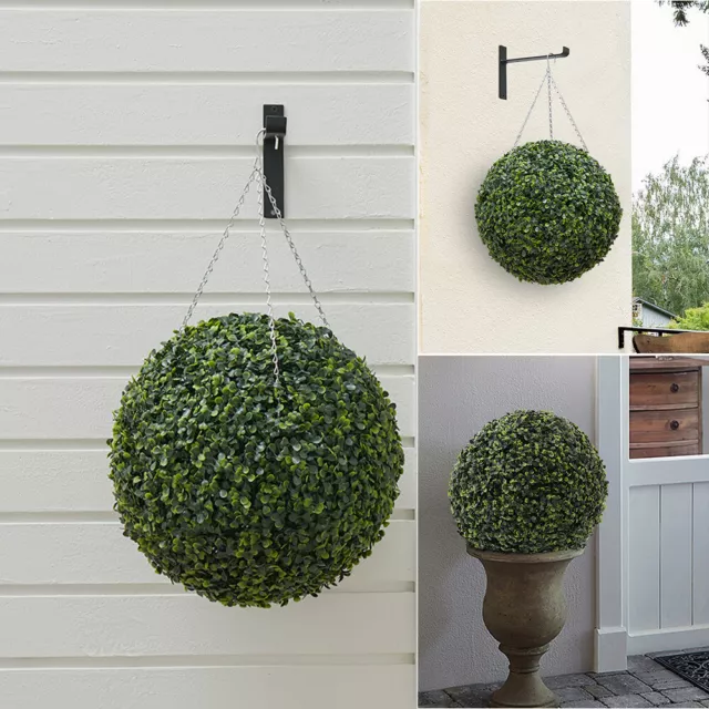 28cm Artificial Topiary Boxwood Faux Tree Garden Outdoor Hanging Pot Grass Plant