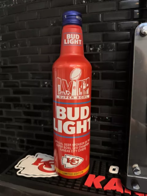 2024 NFL Super Bowl Champs KANSAS CITY CHIEFS - BUD LIGHT Aluminum Beer Bottle
