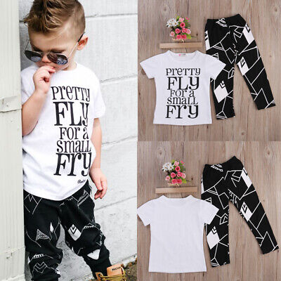 Toddler bambini Baby Boys ABITI PATCHWORK Stampa T-shirt pantaloni tuta da ginnastica Vestiti