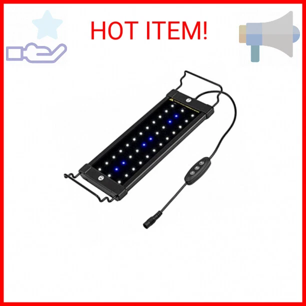 LED Aquarium Light, Fish Tank Light, Extendable Brackets, White and Blue LEDs, 1