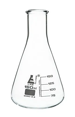 Erlenmeyer Flask 150ml Borosilicate Glass Narrow Neck Conical Shape White Gradua