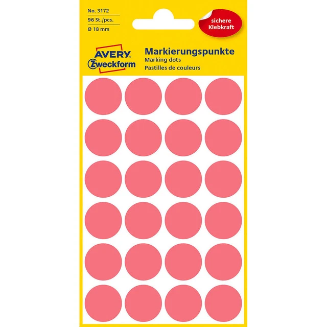 AVERY Zweckform Klebepunkte leuchtrot Ø 18,0 mm