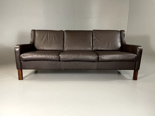 EB5706 Vintage Danish 3 Seat Leather Sofa, Mogensen Style, Retro, MCM. 3