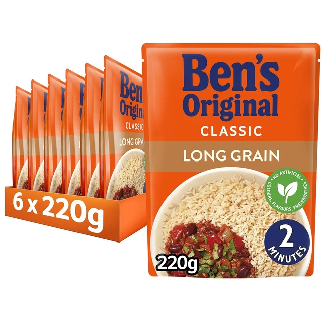 BEN'S ORIGINAL LONG Grain Microwave Rice, Bulk Multipack 6 x 220g ...