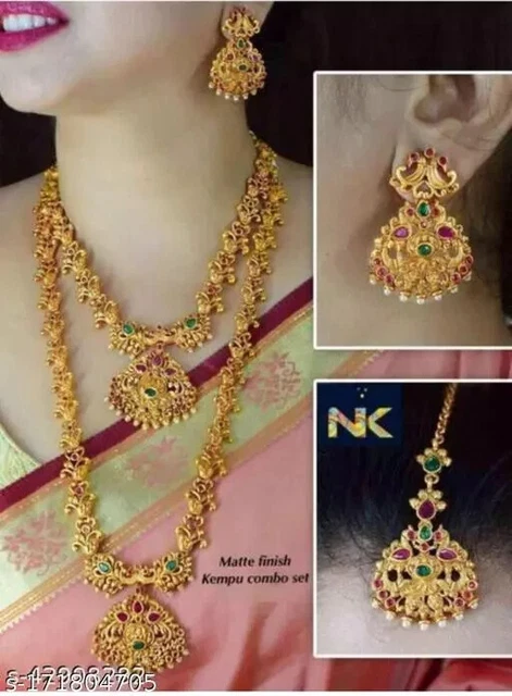 22K Gold Plated South Indian Earrings Jhumka Bridal Party jhumki Jewelry Set