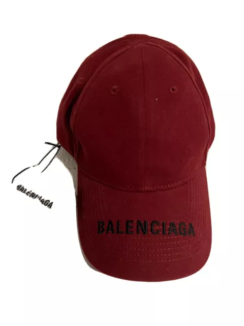 Balenciaga Logo Visor Cap Maroon Burgundy Size Large