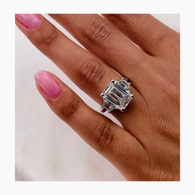 Diamond Ring Emerald Cut VS1 F 6 Carat IGI Certified lab created 18K White Gold